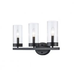 Meadowlark 21 in. 3-Light Black Modern Bathroom Vanity Light with Clear Glass Shades by Bel Air Lighting -GlowNest Shop black bel air lighting vanity lighting 71733 bk c3 1000