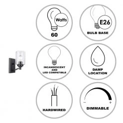 Simi 1-Light Black Wall Sconce with Seeded Glass Shade by Bel Air Lighting -GlowNest Shop black bel air lighting vanity lighting 80521 bk 40 1000