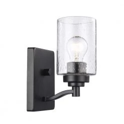 Simi 1-Light Black Wall Sconce with Seeded Glass Shade by Bel Air Lighting
