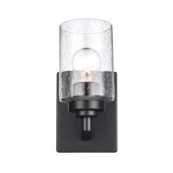 Simi 1-Light Black Wall Sconce with Seeded Glass Shade by Bel Air Lighting -GlowNest Shop black bel air lighting vanity lighting 80521 bk c3 1000