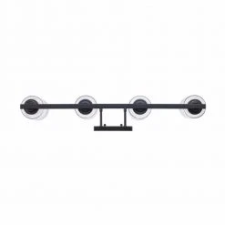 Simi 31 in. 4-Light Black Modern Bathroom Vanity Light with Seeded Glass Shades by Bel Air Lighting -GlowNest Shop black bel air lighting vanity lighting 80524 bk 1d 1000