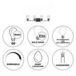 Simi 31 in. 4-Light Black Modern Bathroom Vanity Light with Seeded Glass Shades by Bel Air Lighting -GlowNest Shop black bel air lighting vanity lighting 80524 bk 40 1000