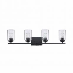 Simi 31 in. 4-Light Black Modern Bathroom Vanity Light with Seeded Glass Shades by Bel Air Lighting -GlowNest Shop black bel air lighting vanity lighting 80524 bk c3 1000
