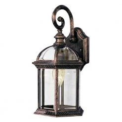 Wentworth 1-Light Small Black Copper Outdoor Wall Light Sconce Lantern with Clear Glass by Bel Air Lighting