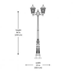 Villa Nueva 96 in. 3-Light Black Gold Outdoor Lamp Post Light Set with Stained Glass by Bel Air Lighting -GlowNest Shop black gold bel air lighting post light sets 4719 bg 77 1000