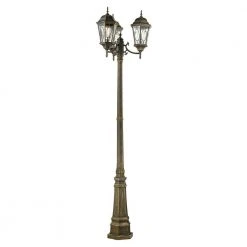 Villa Nueva 96 in. 3-Light Black Gold Outdoor Lamp Post Light Set with Stained Glass by Bel Air Lighting -GlowNest Shop black gold bel air lighting post light sets 4719 bg c3 1000