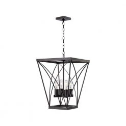 4-Light Bronze Caged Hanging Kitchen Pendant Light with Metal Shade by Bel Air Lighting