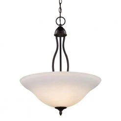 Glasswood 3-Light Oil Rubbed Bronze Hanging Kitchen Pendant Light with White Frost Glass Shade by Bel Air Lighting