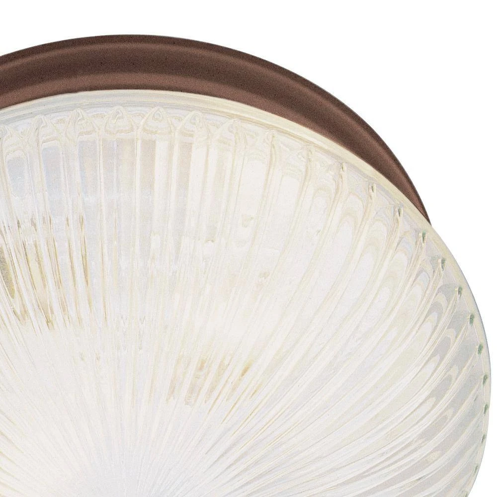 Harbor 10 in. 2-Light Oil Rubbed Bronze Flush Mount Kitchen Ceiling Light Fixture with Holophane Glass Shade by Bel Air Lighting 5 Harbor 10 in. 2-Light Oil Rubbed Bronze Flush Mount Kitchen Ceiling Light Fixture with Holophane Glass Shade by Bel Air Lighting - Image 3