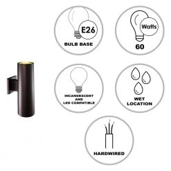 Cali 1-Light Large Bronze Cylinder Outdoor Wall Light Sconce by Bel Air Lighting -GlowNest Shop bronze bel air lighting outdoor sconces 51310 bz 40 1000