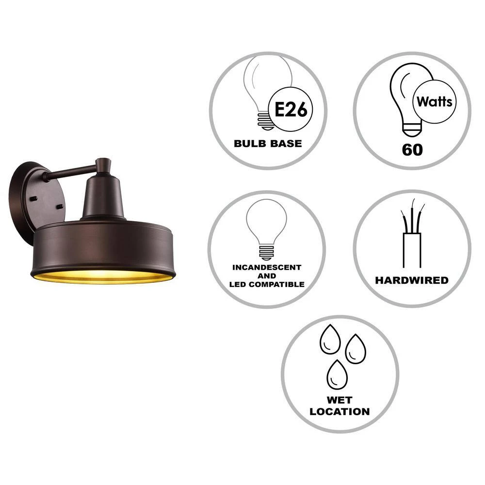 Channing 1-Light Medium Bronze Barn Farmhouse Outdoor Wall Light Sconce with Metal Shade by Bel Air Lighting 5 Channing 1-Light Medium Bronze Barn Farmhouse Outdoor Wall Light Sconce with Metal Shade by Bel Air Lighting - Image 3