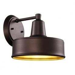 Channing 1-Light Medium Bronze Barn Farmhouse Outdoor Wall Light Sconce with Metal Shade by Bel Air Lighting