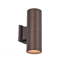 Compact 10 in. Bronze Integrated LED Outdoor Wall Light Cylinder Sconce with Clear Glass by Bel Air Lighting