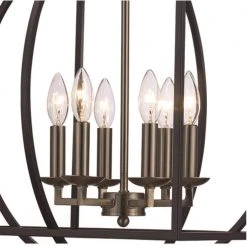 Arzio 6-Light Brushed Nickel and Black Caged Chandelier for Dining Room with Metal Shade by Bel Air Lighting -GlowNest Shop brushed nickel and black bel air lighting chandeliers 11186 bn bk c3 1000
