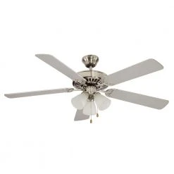 Spottswood 52 in. Indoor Brushed Nickel Ceiling Fan with Light Kit and Reversible Blades by Bel Air Lighting