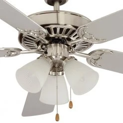 Spottswood 52 in. Indoor Brushed Nickel Ceiling Fan with Light Kit and Reversible Blades by Bel Air Lighting -GlowNest Shop brushed nickel bel air lighting ceiling fans with lights f 1005 bn fa 1000
