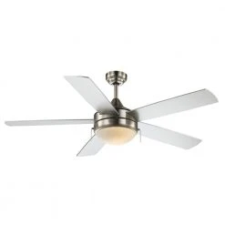 Cappleman 52 in. CFL Indoor Brushed Nickel Modern Ceiling Fan with Light Kit, 5-Blade by Bel Air Lighting