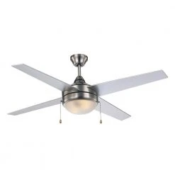 Cappleman 52 in. CFL Indoor Brushed Nickel Modern Ceiling Fan with Light Kit, 4-Blade by Bel Air Lighting