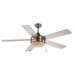 Cappleman 52 in. Indoor Brushed Nickel Modern Ceiling Fan with Light Kit, 5-Blade by Bel Air Lighting