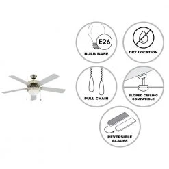 Westwood 52 in. Indoor Brushed Nickel Ceiling Fan with Light Kit and Reversible Blades by Bel Air Lighting -GlowNest Shop brushed nickel bel air lighting ceiling fans with lights f 1022 bn 1d 1000