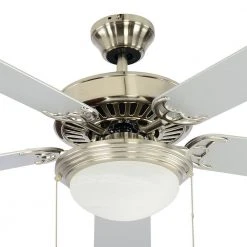 Westwood 52 in. Indoor Brushed Nickel Ceiling Fan with Light Kit and Reversible Blades by Bel Air Lighting -GlowNest Shop brushed nickel bel air lighting ceiling fans with lights f 1022 bn 1f 1000