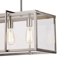 Eastwood II 4-Light Brushed Nickel Hanging Kitchen Island Pendant Light with Clear Glass Shade by Bel Air Lighting 12 Eastwood II 4-Light Brushed Nickel Hanging Kitchen Island Pendant Light with Clear Glass Shade by Bel Air Lighting -GlowNest Shop brushed nickel bel air lighting chandeliers 10214 bn 4f 1000