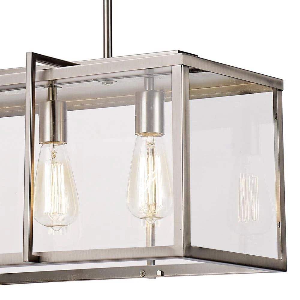 Eastwood II 4-Light Brushed Nickel Hanging Kitchen Island Pendant Light with Clear Glass Shade by Bel Air Lighting 7 Eastwood II 4-Light Brushed Nickel Hanging Kitchen Island Pendant Light with Clear Glass Shade by Bel Air Lighting - Image 5