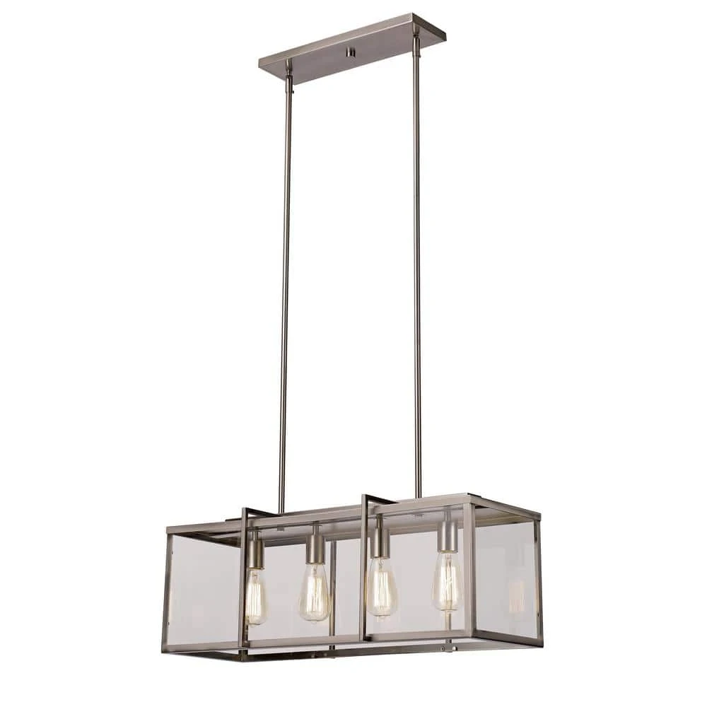 Eastwood II 4-Light Brushed Nickel Hanging Kitchen Island Pendant Light with Clear Glass Shade by Bel Air Lighting 3 Eastwood II 4-Light Brushed Nickel Hanging Kitchen Island Pendant Light with Clear Glass Shade by Bel Air Lighting