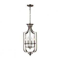Hillcrest 12 in. 4-Light Brushed Nickel Traditional Hanging Kitchen Pendant Light with Metal Shade by Bel Air Lighting 15 Hillcrest 12 in. 4-Light Brushed Nickel Traditional Hanging Kitchen Pendant Light with Metal Shade by Bel Air Lighting -GlowNest Shop brushed nickel bel air lighting chandeliers 11214 bn 4f 1000