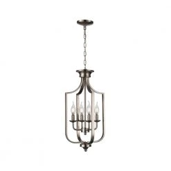 Hillcrest 12 in. 4-Light Brushed Nickel Traditional Hanging Kitchen Pendant Light with Metal Shade by Bel Air Lighting