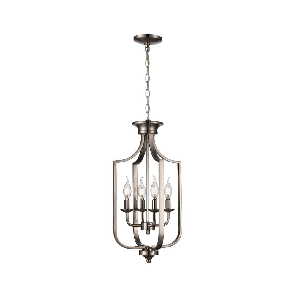 Hillcrest 12 in. 4-Light Brushed Nickel Traditional Hanging Kitchen Pendant Light with Metal Shade by Bel Air Lighting 3 Hillcrest 12 in. 4-Light Brushed Nickel Traditional Hanging Kitchen Pendant Light with Metal Shade by Bel Air Lighting