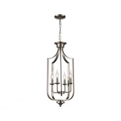 Hillcrest 13.75 in. 4-Light Brushed Nickel Hanging Kitchen Pendant Light with Metal Shade by Bel Air Lighting -GlowNest Shop brushed nickel bel air lighting chandeliers 11215 bn 1f 1000