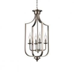 Hillcrest 13.75 in. 4-Light Brushed Nickel Hanging Kitchen Pendant Light with Metal Shade by Bel Air Lighting -GlowNest Shop brushed nickel bel air lighting chandeliers 11215 bn 4f 1000