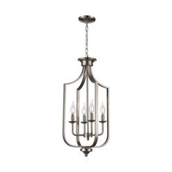 Hillcrest 13.75 in. 4-Light Brushed Nickel Hanging Kitchen Pendant Light with Metal Shade by Bel Air Lighting