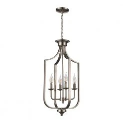 Hillcrest 13.75 in. 4-Light Brushed Nickel Hanging Kitchen Pendant Light with Metal Shade by Bel Air Lighting -GlowNest Shop brushed nickel bel air lighting chandeliers 11215 bn c3 1000