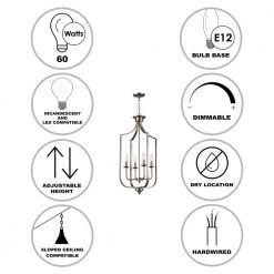 Hillcrest 16 in. 4-Light Brushed Nickel Traditional Hanging Kitchen Pendant Light with Metal Shade by Bel Air Lighting -GlowNest Shop brushed nickel bel air lighting chandeliers 11216 bn 40 1000