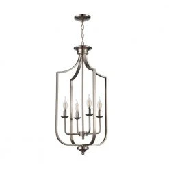 Hillcrest 16 in. 4-Light Brushed Nickel Traditional Hanging Kitchen Pendant Light with Metal Shade by Bel Air Lighting -GlowNest Shop brushed nickel bel air lighting chandeliers 11216 bn c3 1000