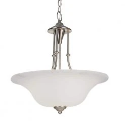 Perkins 3-Light Brushed Nickel Hanging Kitchen Pendant Light with Marbleized Glass Shade by Bel Air Lighting