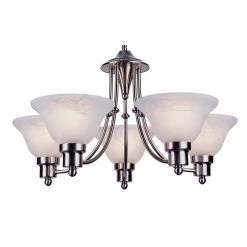 Perkins 5-Light Brushed Nickel Chandelier for Dining Room with Marbleized Glass Shades by Bel Air Lighting