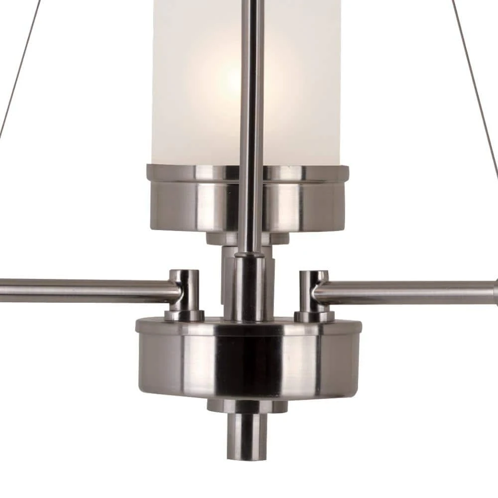Fusion 3-Light Brushed Nickel Chandelier for Dining Room with Frosted Glass Shades by Bel Air Lighting 8 Fusion 3-Light Brushed Nickel Chandelier for Dining Room with Frosted Glass Shades by Bel Air Lighting - Image 6