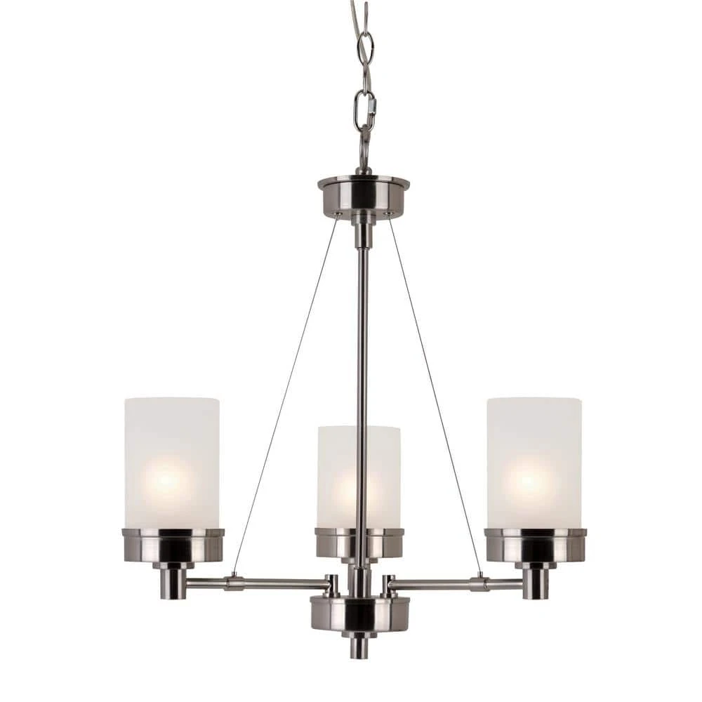Fusion 3-Light Brushed Nickel Chandelier for Dining Room with Frosted Glass Shades by Bel Air Lighting 3 Fusion 3-Light Brushed Nickel Chandelier for Dining Room with Frosted Glass Shades by Bel Air Lighting