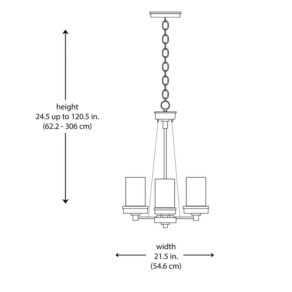 Fusion 3-Light Brushed Nickel Chandelier for Dining Room with Frosted Glass Shades by Bel Air Lighting 5 Fusion 3-Light Brushed Nickel Chandelier for Dining Room with Frosted Glass Shades by Bel Air Lighting - Image 3