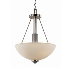 Mod Pod 15.75 in. 3-Light Brushed Nickel Hanging Kitchen Pendant Light with Frosted Glass Shade by Bel Air Lighting