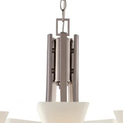 Cameo 5-Light Brushed Nickel Chandelier for Dining Room with Frosted Glass Shades by Bel Air Lighting -GlowNest Shop brushed nickel bel air lighting chandeliers 70645 bn 1f 1000