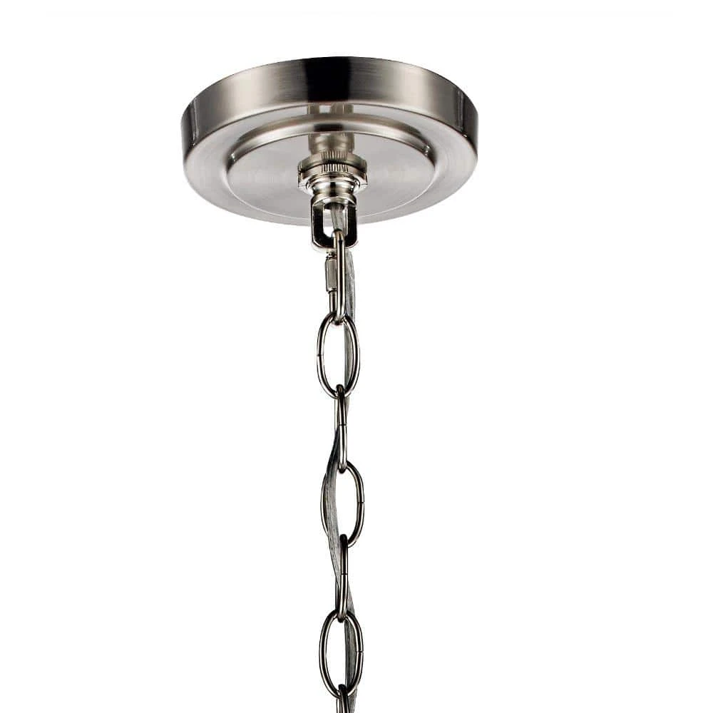 Jennifer 5-Light Brushed Nickel Industrial Chandelier for Dining Room with Clear Glass Shades by Bel Air Lighting 8 Jennifer 5-Light Brushed Nickel Industrial Chandelier for Dining Room with Clear Glass Shades by Bel Air Lighting - Image 6