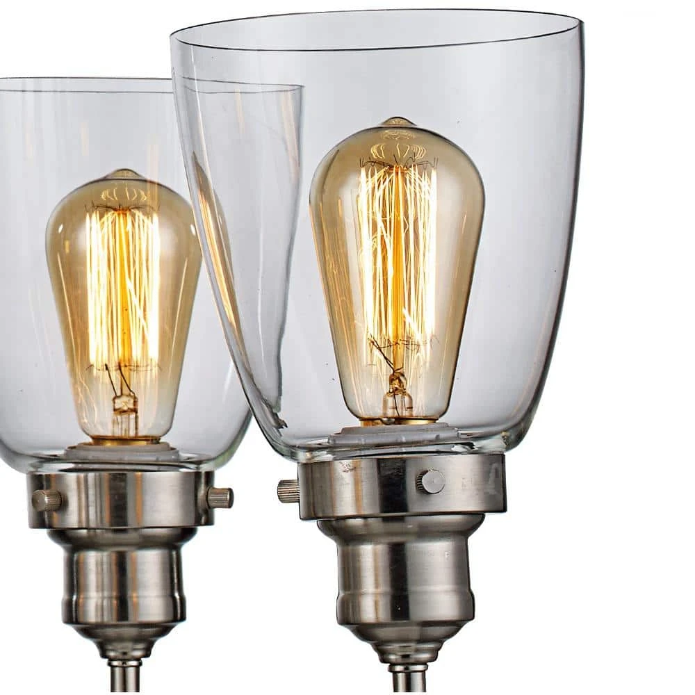 Jennifer 5-Light Brushed Nickel Industrial Chandelier for Dining Room with Clear Glass Shades by Bel Air Lighting 7 Jennifer 5-Light Brushed Nickel Industrial Chandelier for Dining Room with Clear Glass Shades by Bel Air Lighting - Image 5