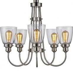 Jennifer 5-Light Brushed Nickel Industrial Chandelier for Dining Room with Clear Glass Shades by Bel Air Lighting 11 Jennifer 5-Light Brushed Nickel Industrial Chandelier for Dining Room with Clear Glass Shades by Bel Air Lighting -GlowNest Shop brushed nickel bel air lighting chandeliers 70837 bn c3 1000
