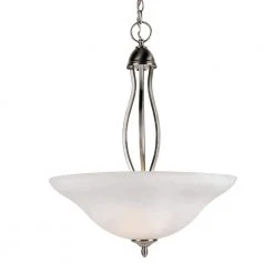 Glasswood 3-Light Brushed Nickel Hanging Kitchen Pendant Light with White Frost Glass Shade by Bel Air Lighting
