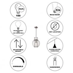 Grove 1-Light Brushed Nickel Globe Hanging Kitchen Pendant Light with Clear Glass Shade by Bel Air Lighting -GlowNest Shop brushed nickel bel air lighting chandeliers pnd 2030 bn 40 1000