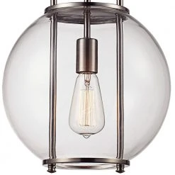 Grove 1-Light Brushed Nickel Globe Hanging Kitchen Pendant Light with Clear Glass Shade by Bel Air Lighting -GlowNest Shop brushed nickel bel air lighting chandeliers pnd 2030 bn c3 1000